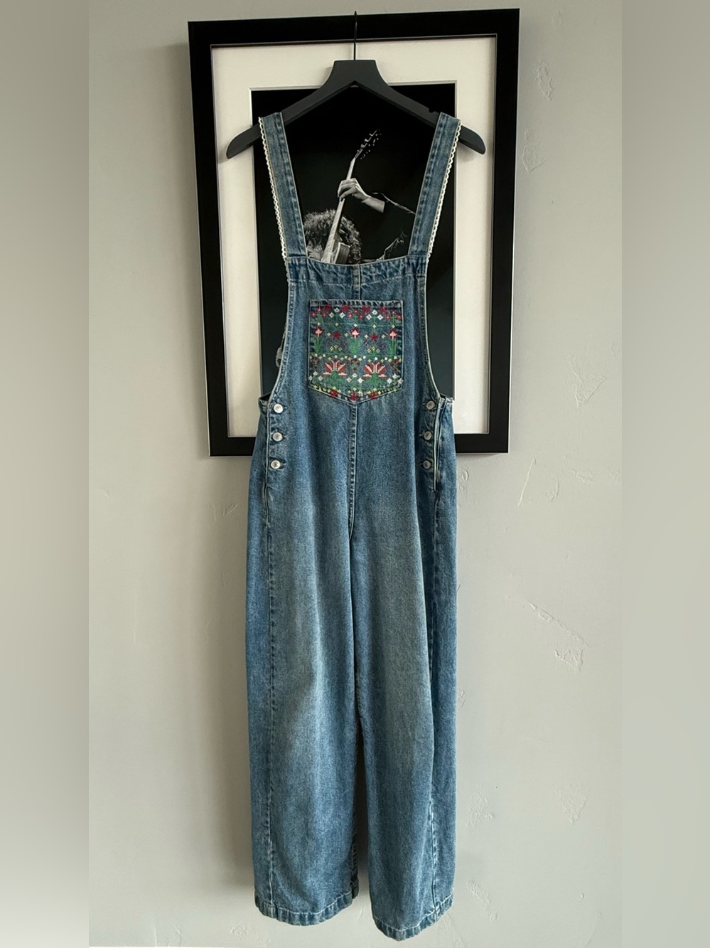 We The Free Sweet Pea Embroidered Overalls - as seen in TS Opalite music video.
